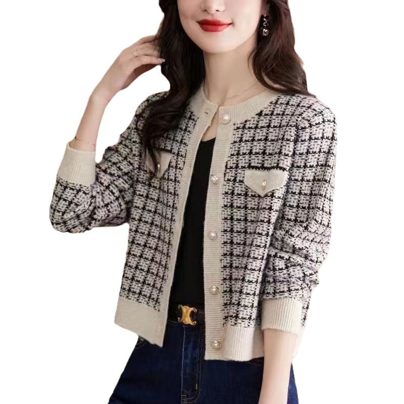 Damen Strickjacke Karomuster Eveloria