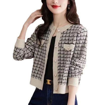 Damen Strickjacke Karomuster Eveloria