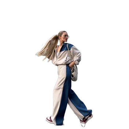 Damen Sportanzug Lässige Jacke Weite Hose Eveloria