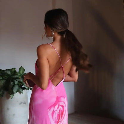 Damen Maxikleid mit Schlitz und Trägern Eveloria