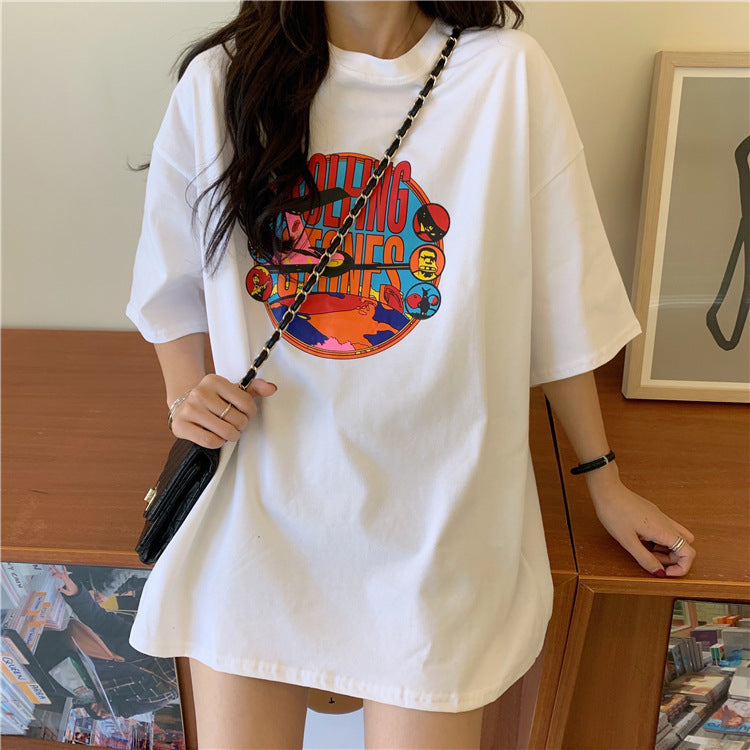 Damen Grafik T-Shirt Kleid Lässig Modern