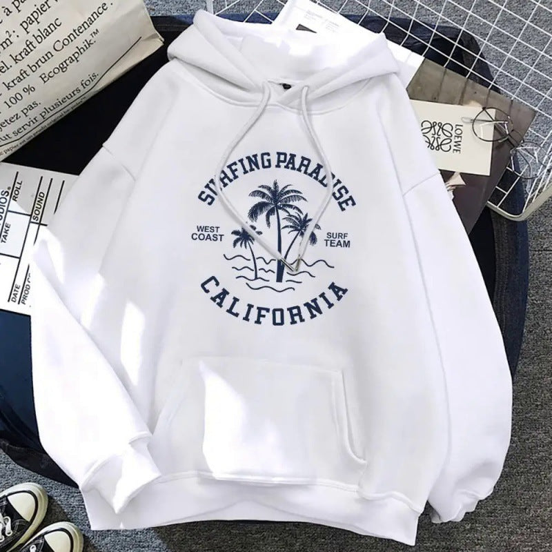 Damen Kapuzenpullover Baumwollmischung Surf-Motiv