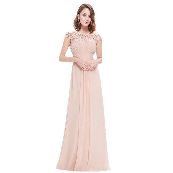 Damen Abendkleid Spitze Raffrock Eveloria