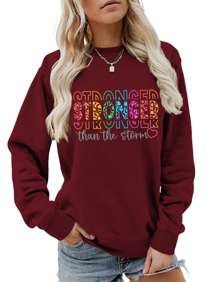 Damen Sweatshirt Lässiger Schnitt Motivierender Schriftzug Grau