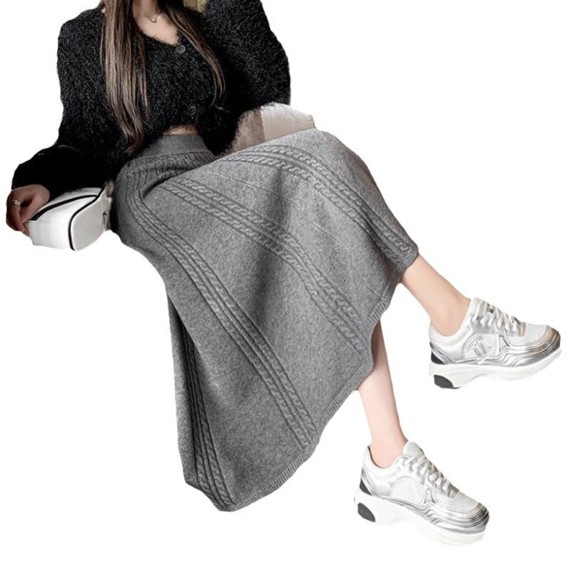 Damen Midirock Zopfmuster Weites Design Eveloria