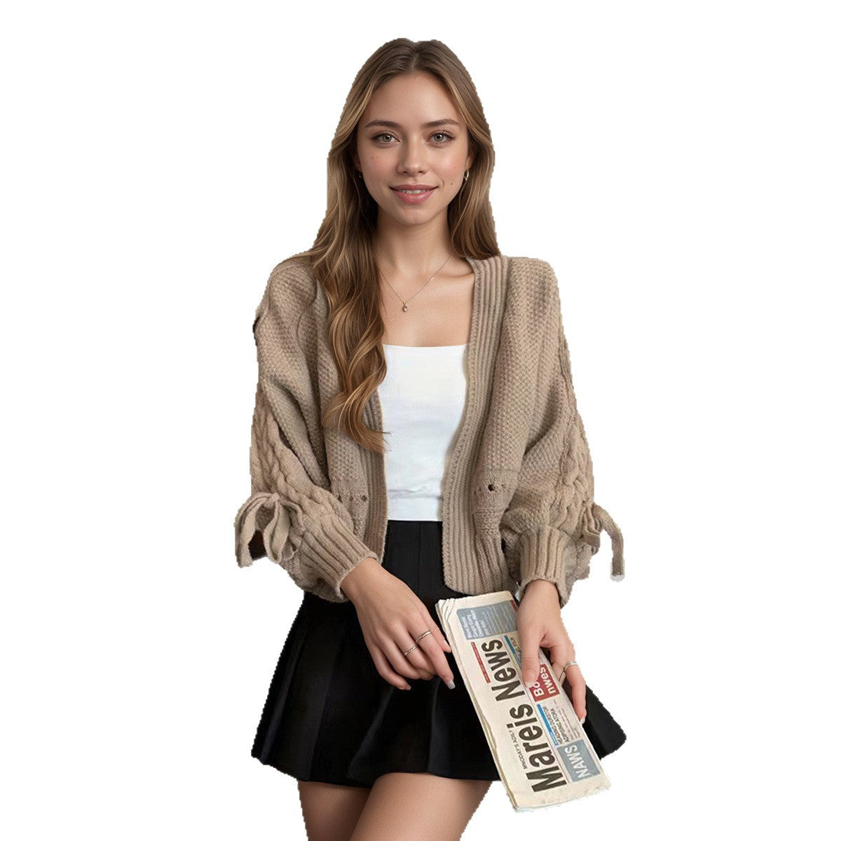 Damen Strickcardigan Lässiger Schnitt Beige