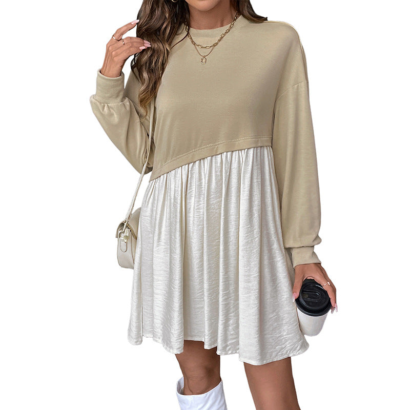 Damen Sweatkleid Farbblockdesign Lässig Eveloria