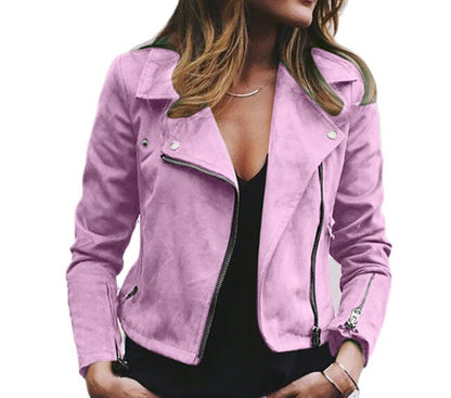 Damen Bikerjacke Tailliert Leder Eveloria