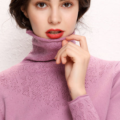 Damen Rollkragenpullover Feines Strukturmuster Eveloria