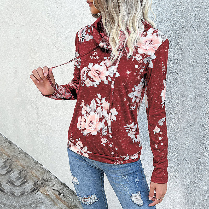 Damen Pullover Floralmuster Hochkragen Eveloria