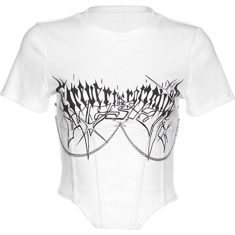 Damen Cropped Künstlerdruck Figurbetont Eveloria
