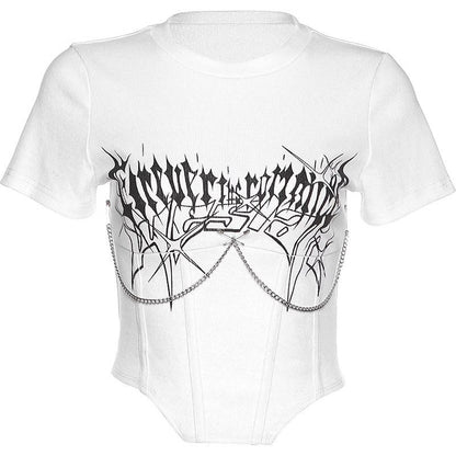 Damen Cropped Künstlerdruck Figurbetont Eveloria