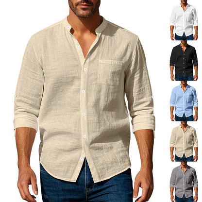 Eveloria Herren Leinenhemd Leicht Beige