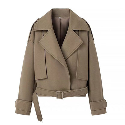Damen Bikerjacke Leder Gürtel Detail Lässig