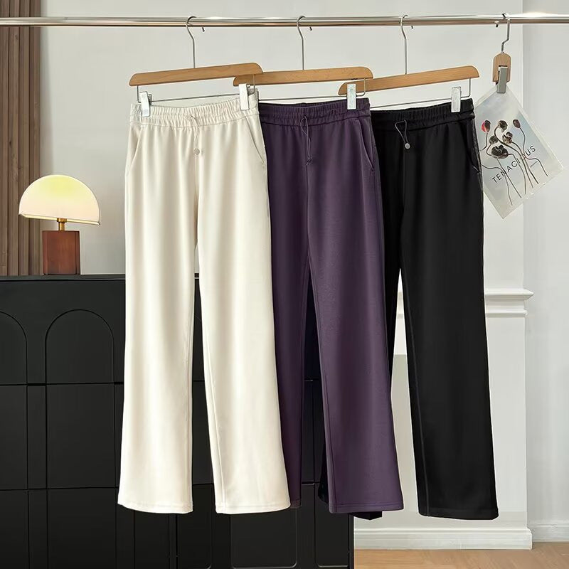Damen Sportfreizeithose Elastischer Bund Seitentaschen Schwarz - Eveloria