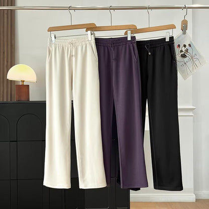 Damen Sportfreizeithose Elastischer Bund Seitentaschen Schwarz - Eveloria