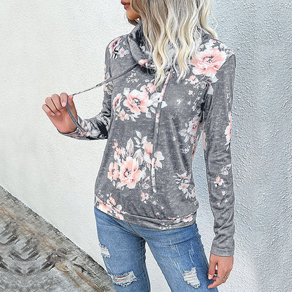 Damen Pullover Floralmuster Hochkragen Eveloria