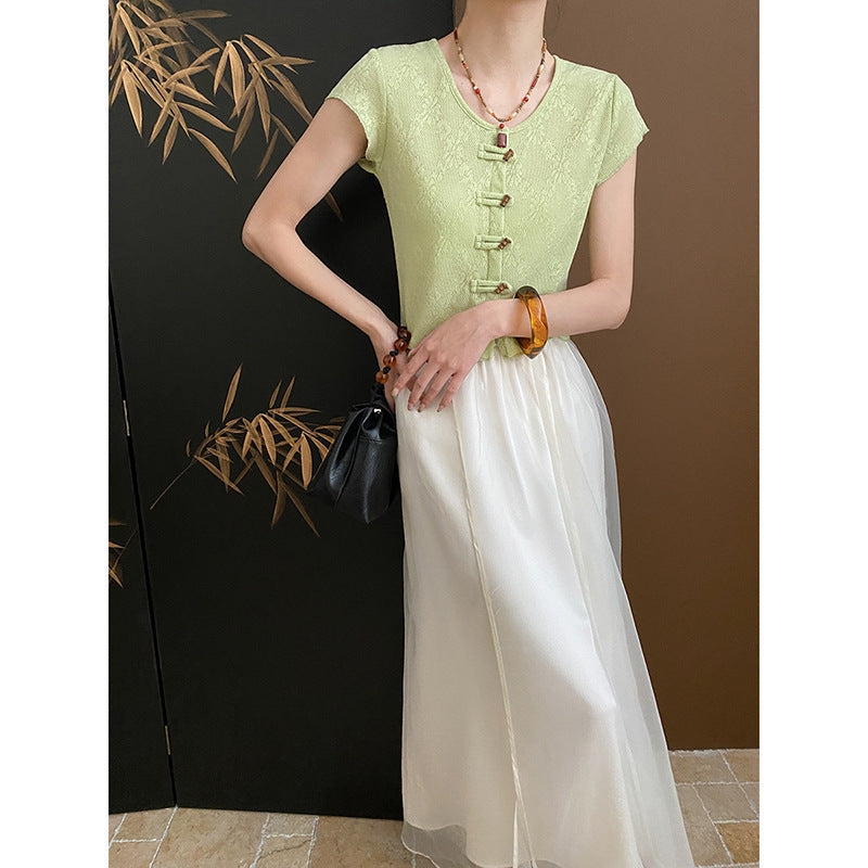 Damen Oberteil mit Knopfdetails Romantisch Eveloria