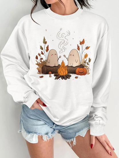Damen Sweatshirt Verspielt Grusel Motiv Bequem Eveloria