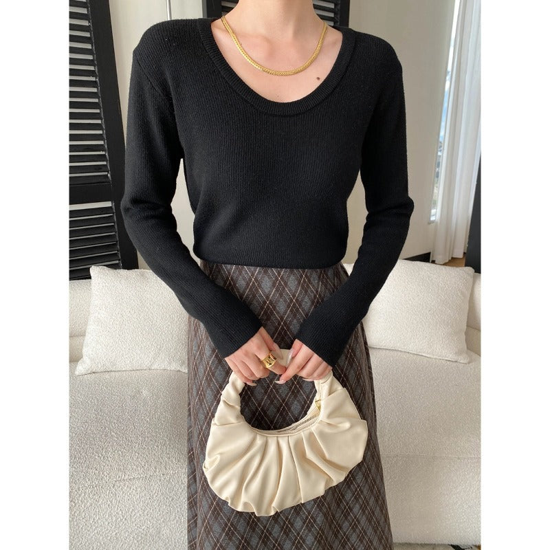Damen Feinstrickpullover V-Ausschnitt Langer Ärmel Eveloria