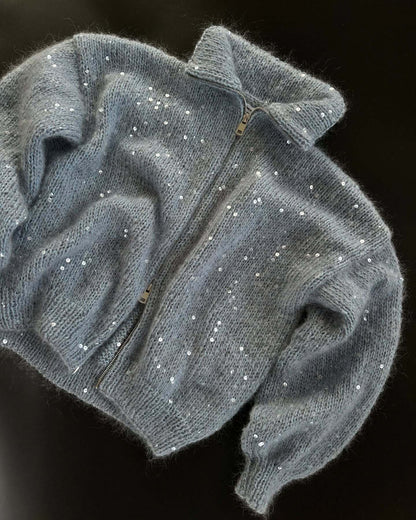 Damen Strickmantel mit Pailletten Glitzernd Eveloria