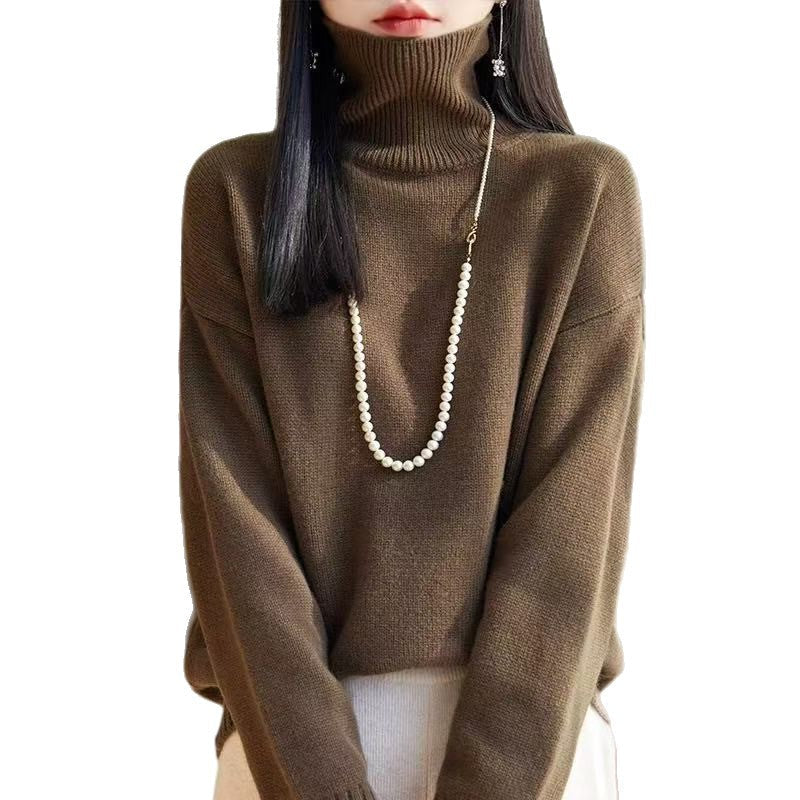Damen Grobstrickpullover Hoher Kragen Weiches Material