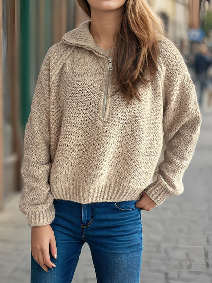 Damen Strickpullover Oversized Ärmel Hochschließend Eveloria