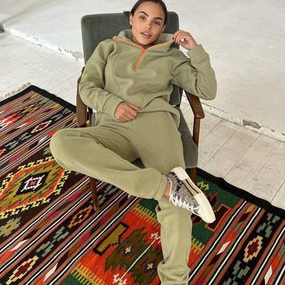 Damen Sportset Zip-Hoodie Jogginghose elastisch mit Taschen