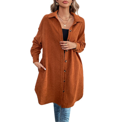 Damen Cordjacke Langarm Weich Eveloria