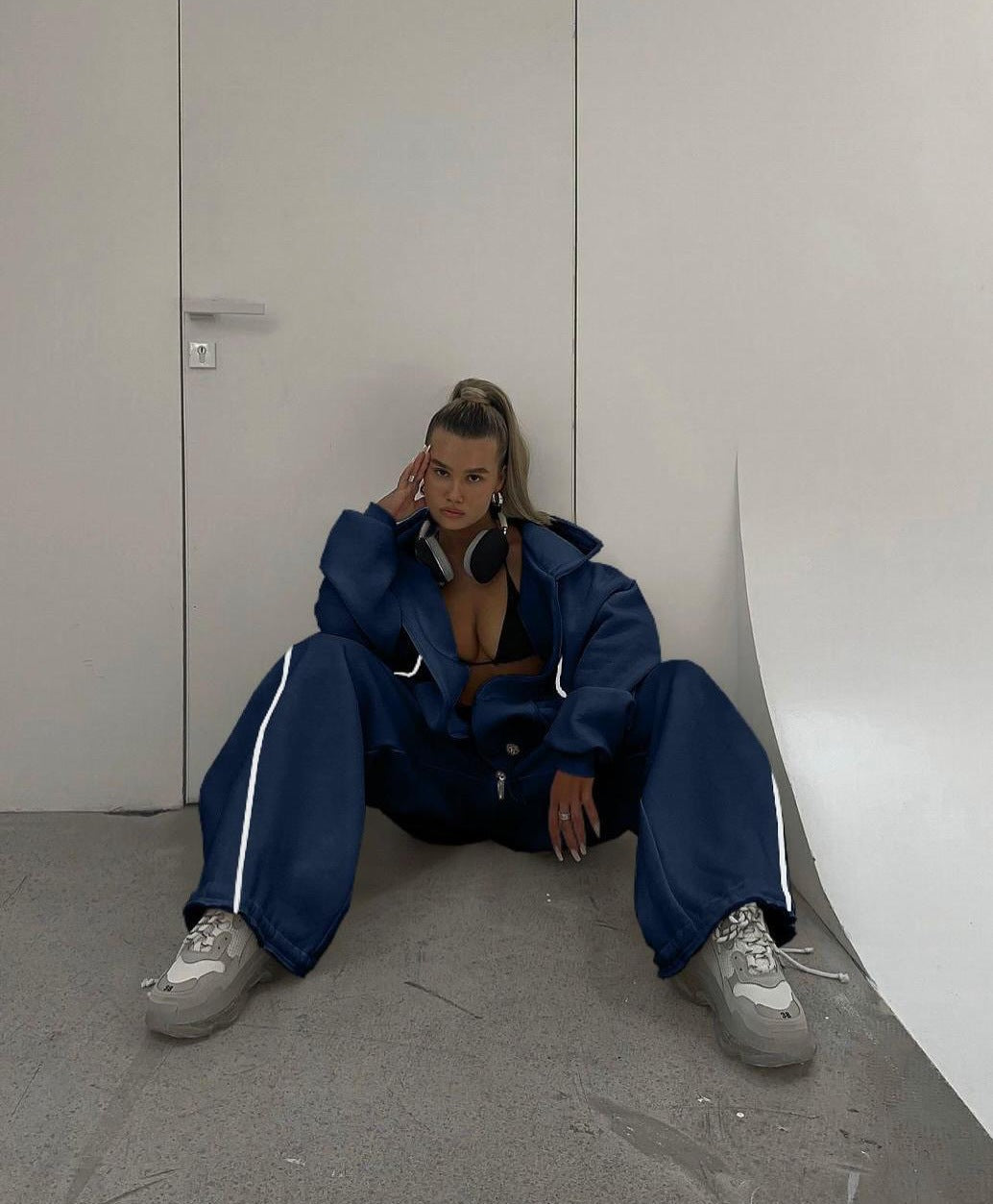 Damen Jogginganzug Weites Design Reißverschluss Eveloria