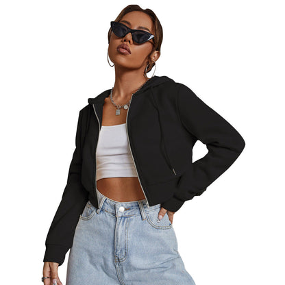 Damen Cropped Hoodiejacke Komfortabel Soft Eveloria