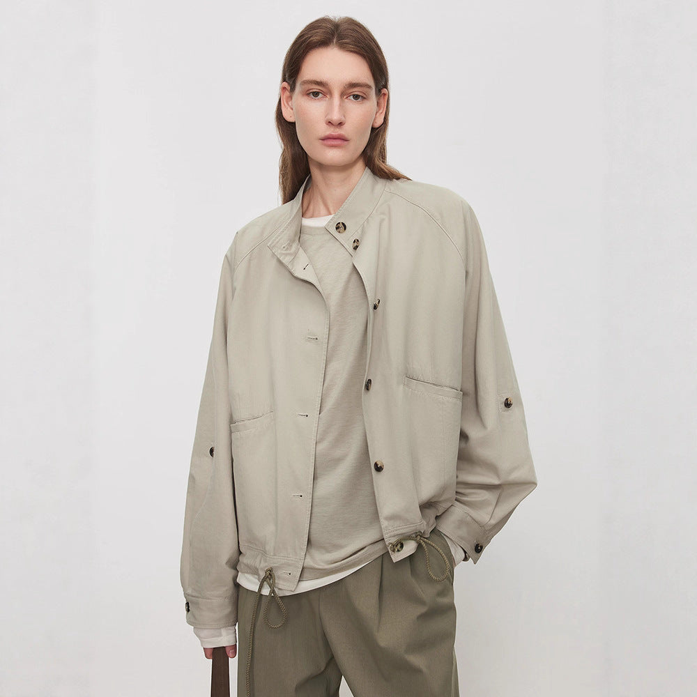 Damen Übergangsjacke mit Kapuze und verstellbarem Bund