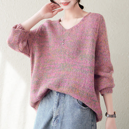 Damen Strickpullover V-Ausschnitt Lässiger Schnitt Eveloria