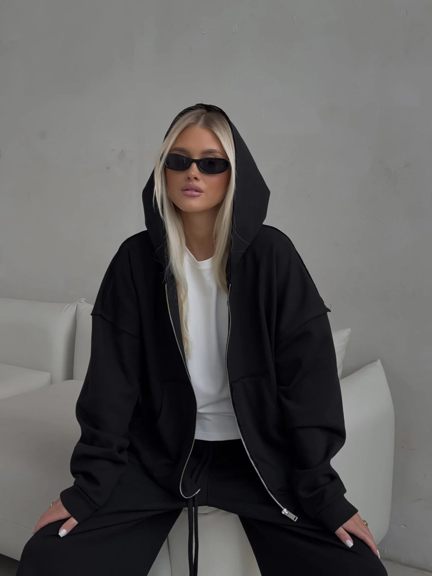 Damen Oversized-Set Hoodie und weite Hose lässig