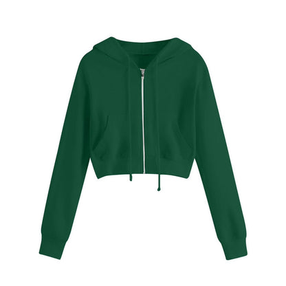Damen Hoodie Kurz Reißverschluss Kängurutasche Eveloria