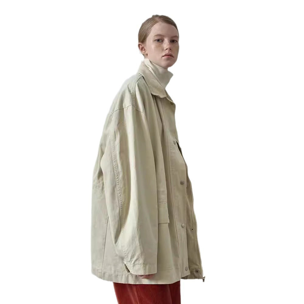 Damen Oversized Utility-Jacke Robust Beige