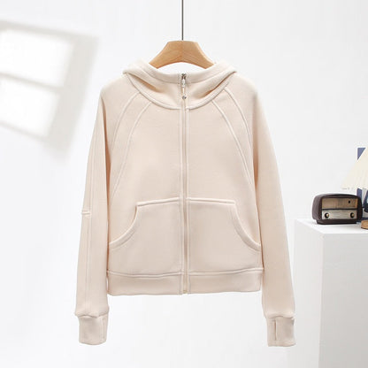 Damen Kapuzenjacke Kuschelig Hochkragen Praktische Taschen