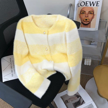 Damen Strickjacke Kuschelig Perlknöpfe Eveloria