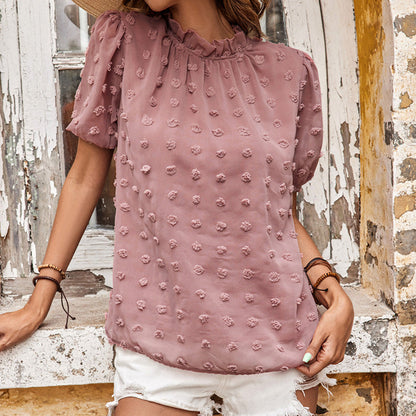 Damen Bluse Rüschendetails Strukturiert Eveloria