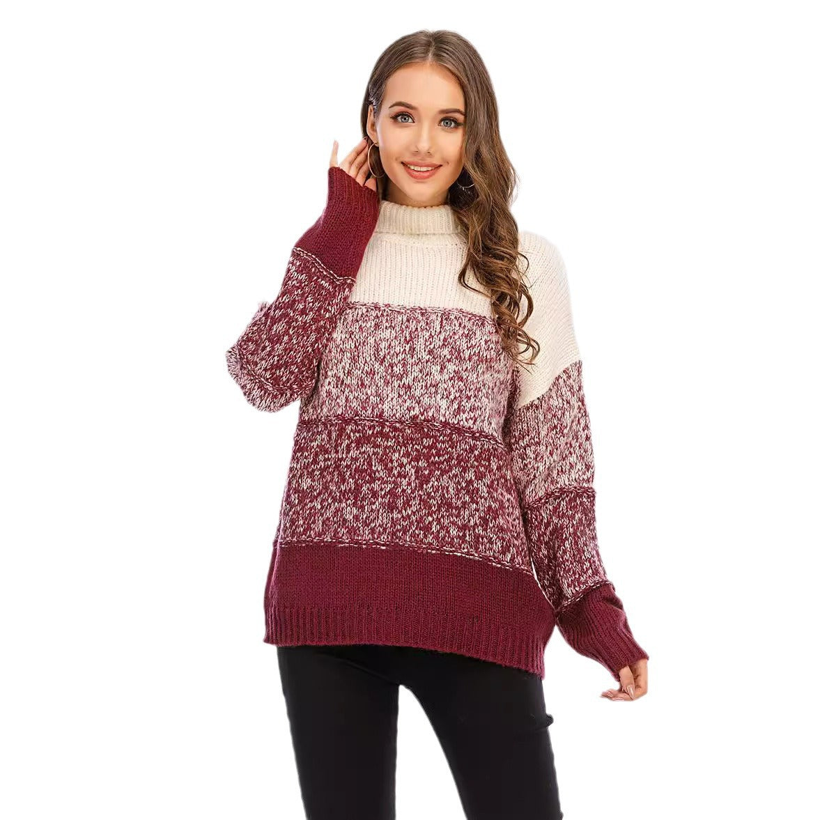 Damen Rollkragenpullover Strukturiert Kuschelig Grau Eveloria