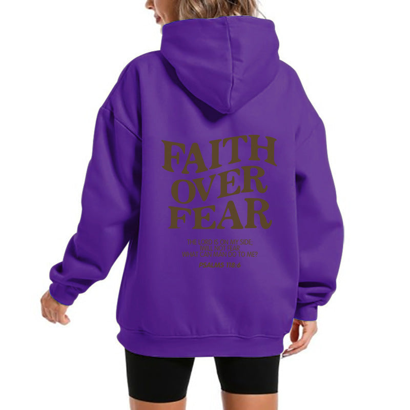 Damen Kapuzensweater Bequem Motivierender Schriftzug Grau