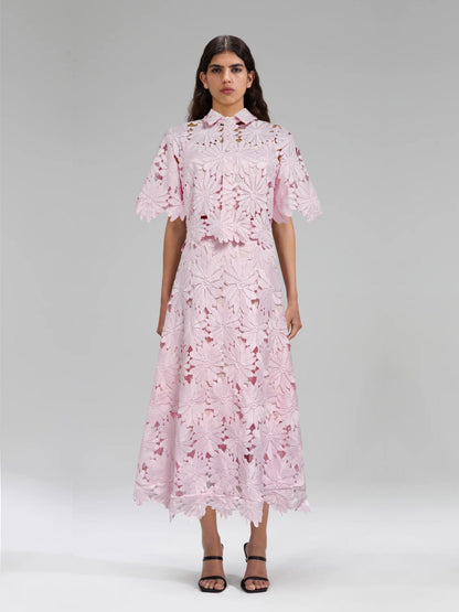 Damen Blumenkleid Hochkragen Voluminöse Ärmel Eveloria
