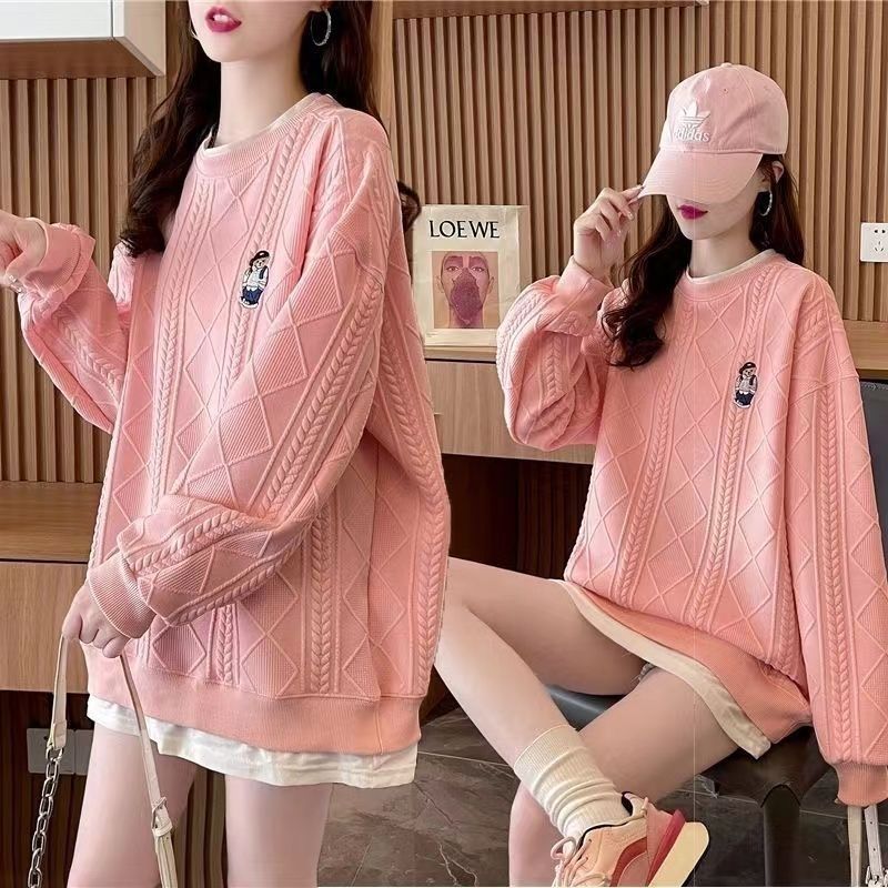 Damen Strickpullover Kuschelig Zopfmuster Beige