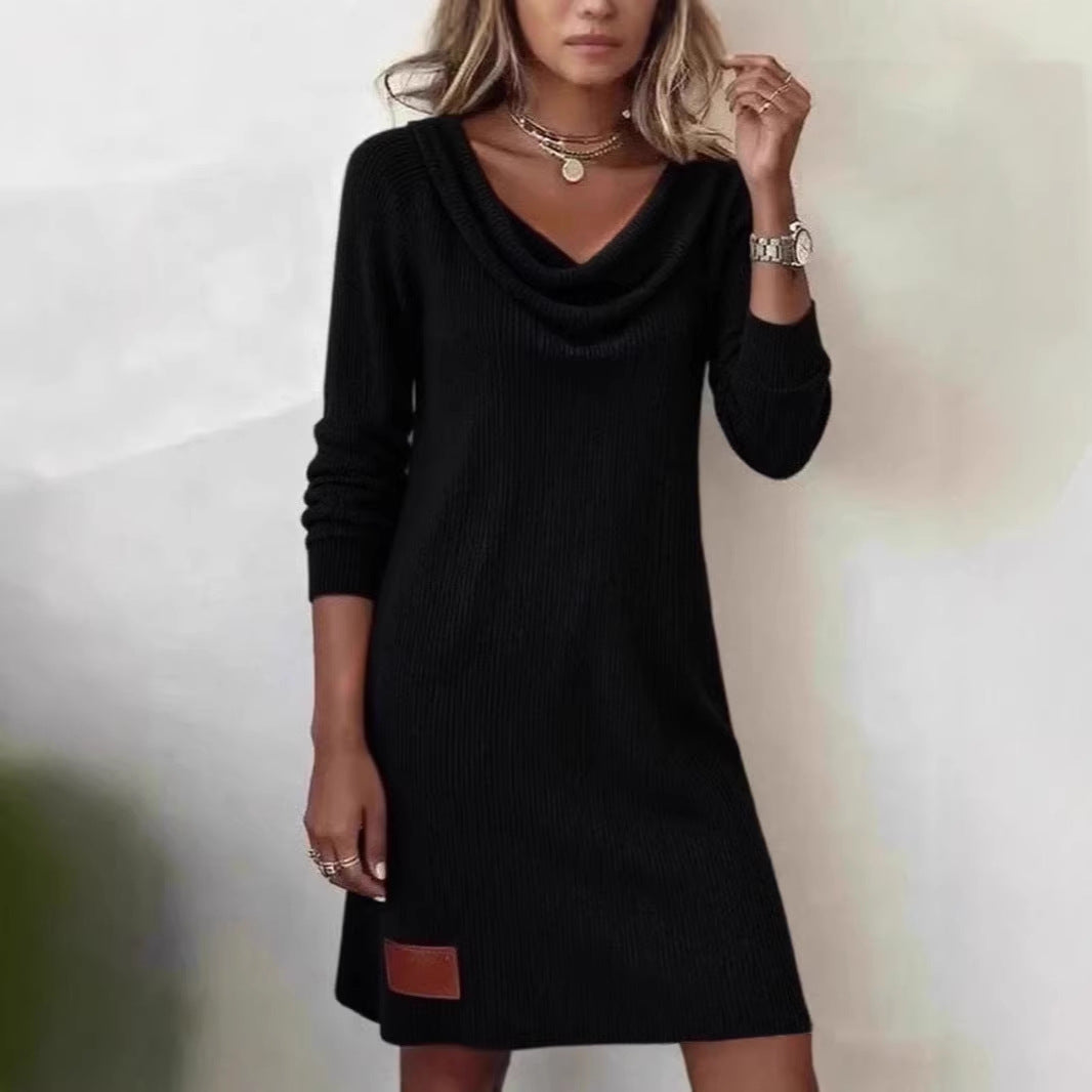 Damen Strickkleid Lässig Wasserfall-Ausschnitt Eveloria