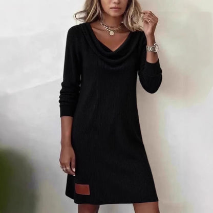 Damen Strickkleid Lässig Wasserfall-Ausschnitt Eveloria
