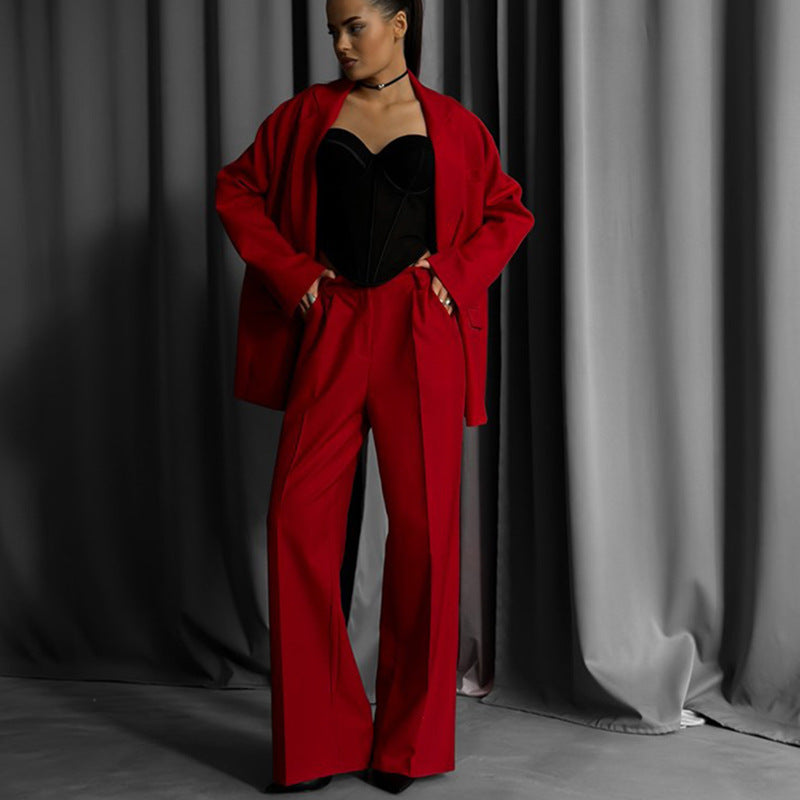 Damen Blazer-Anzug-Set Hosenanzug Hochtailliert Eveloria