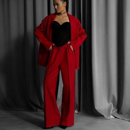 Damen Blazer-Anzug-Set Hosenanzug Hochtailliert Eveloria