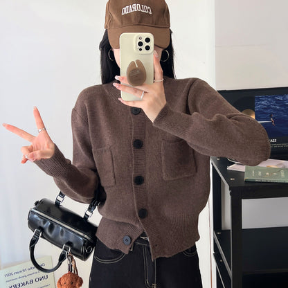 Damen Strickjacke mit Taschen und Knopfverschluss Eveloria