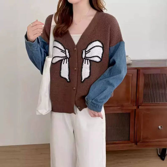 Damen Cardigan mit Schleifenstickerei Eveloria - Eveloria