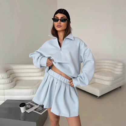 Damen Sweatshirt Kurzreißverschluss Weites Design Eveloria